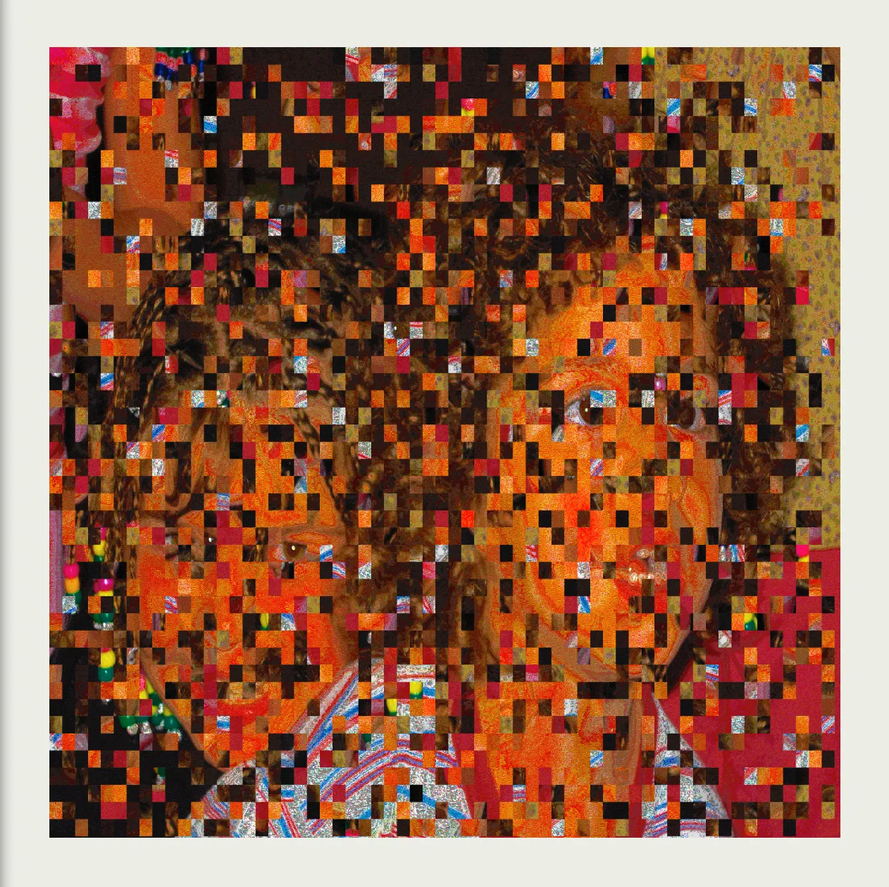 A distorted portrait of a young, curly-haired kid, AKA me.