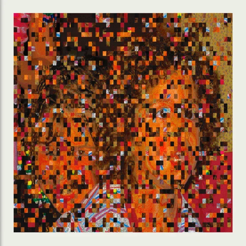 A distorted portrait of a young, curly-haired kid, AKA me.